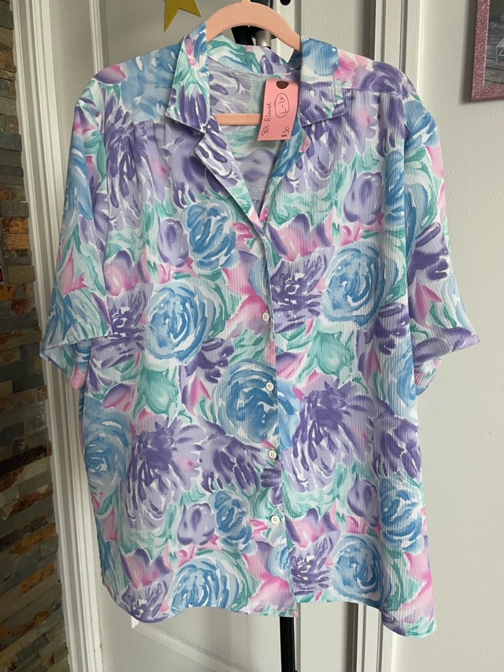 Pastel Floral 80s Vintage Blouse
